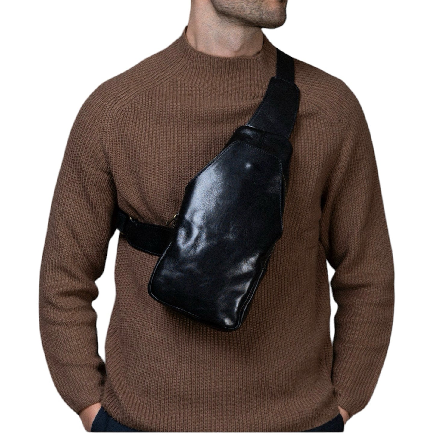 Modarno Borsa Uomo in vera pelle Marsupio Monospalla Jump
