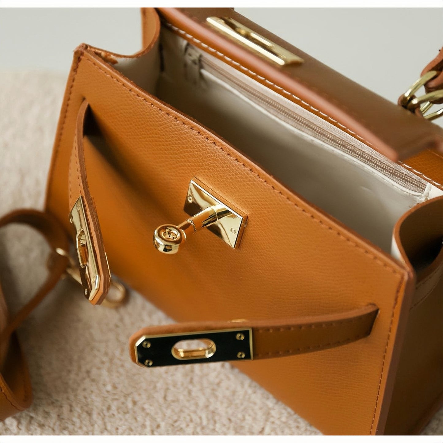 Modarno Borsetta donna "Kelly" in vera pelle Saffiano 21x8x14 cm