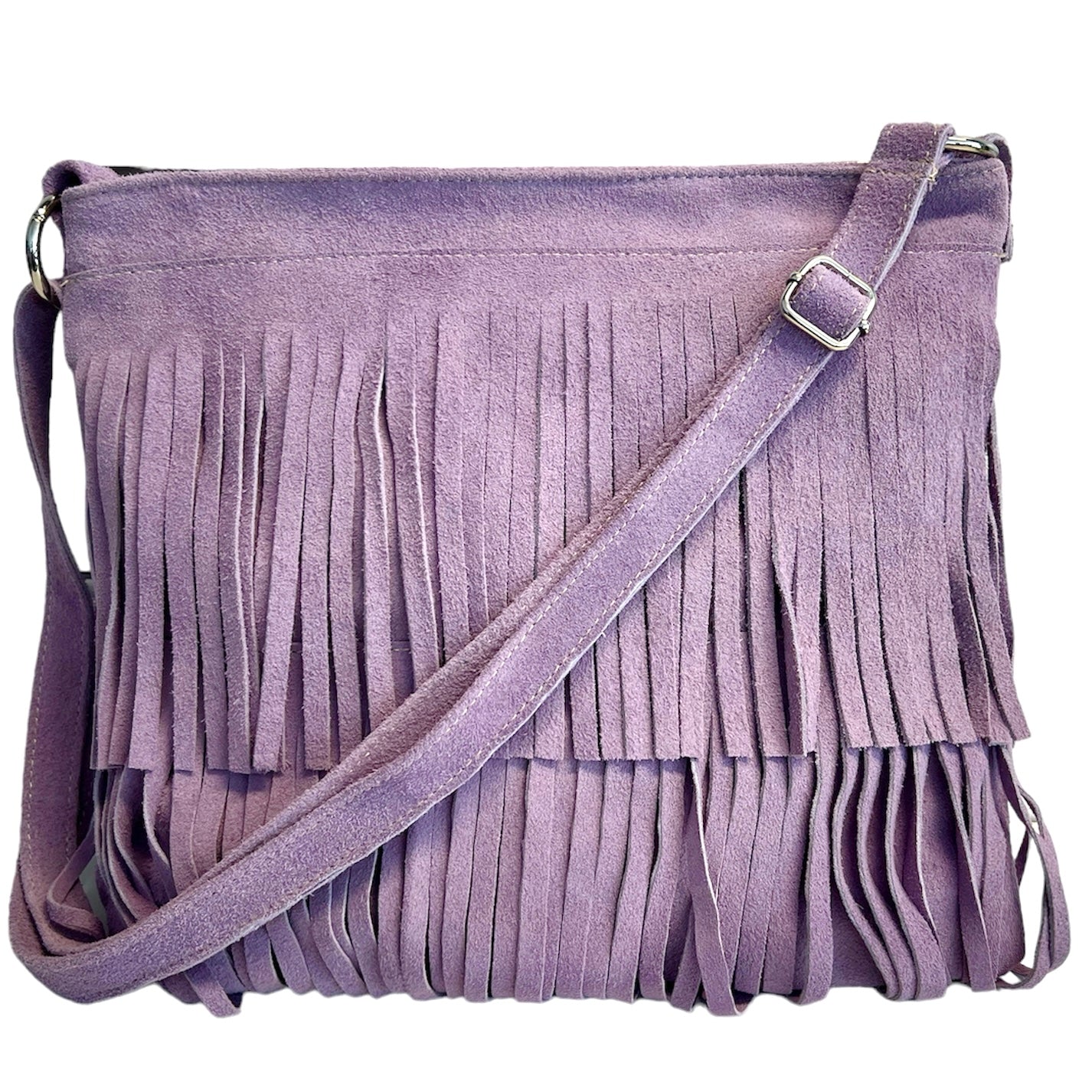 Modarno Suede Fringe Shoulder Bag - Wildleder-Umhängetasche für Damen