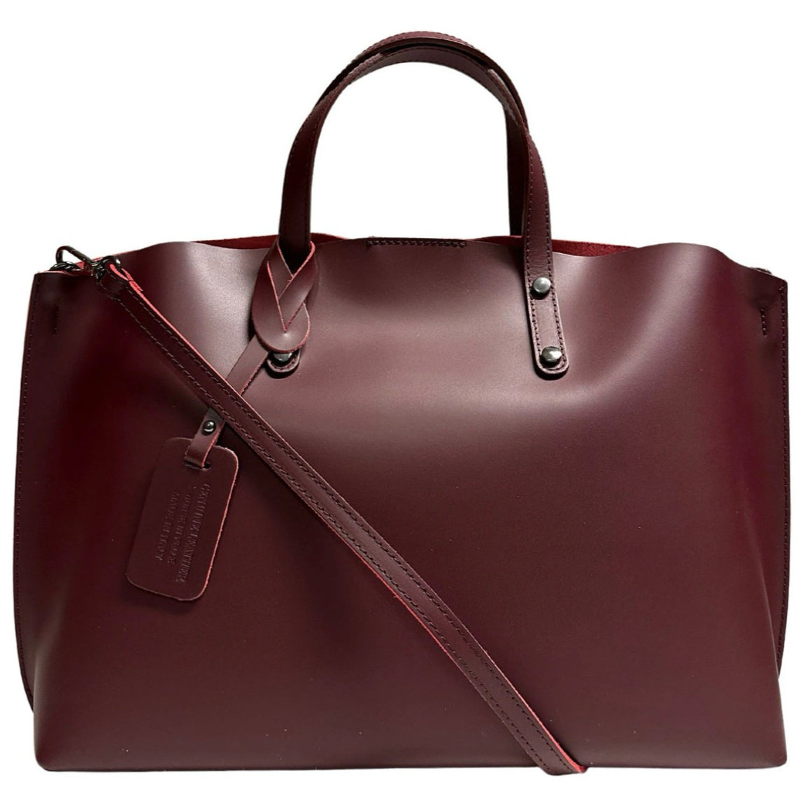 Modarno Large Woman Leather Handbag with Shopper Shoulder Strap