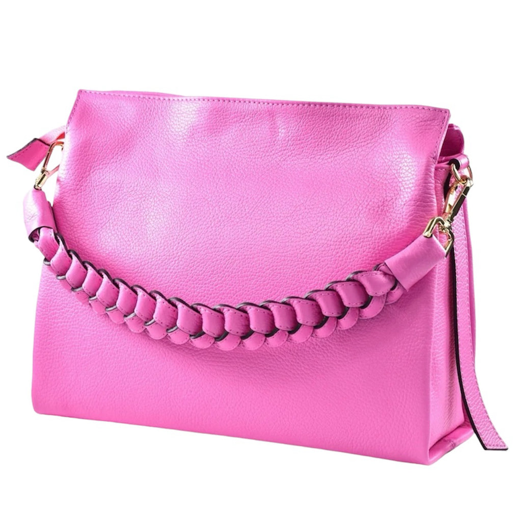Modarno Borsa donna a tracolla/mano con manico intrecciato 31x13x24 cm