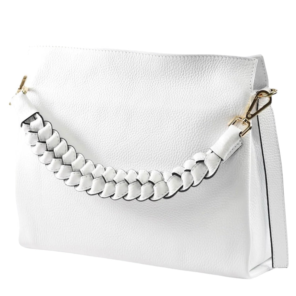 Modarno Borsa donna a tracolla/mano con manico intrecciato 31x13x24 cm