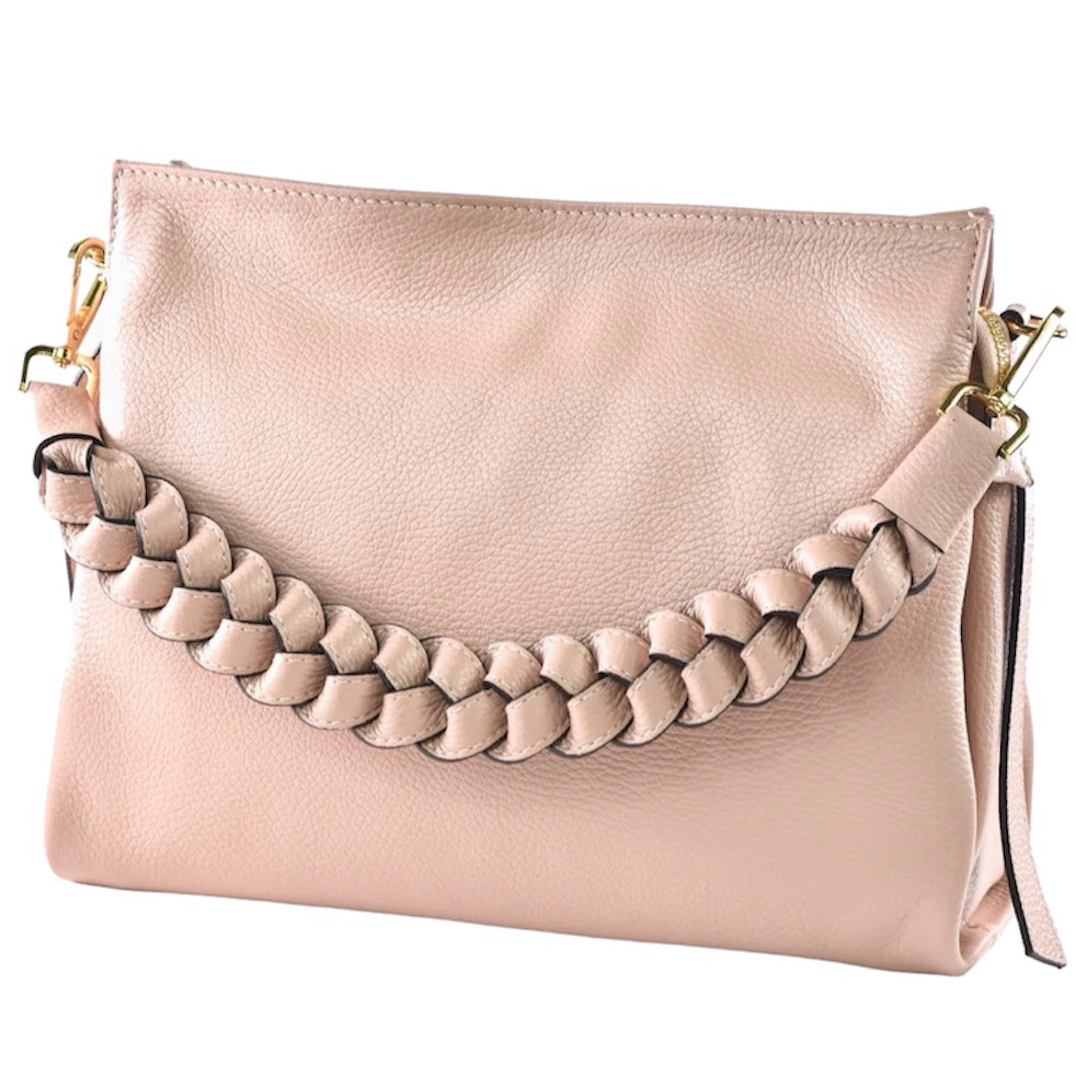 Modarno Borsa donna a tracolla/mano con manico intrecciato 31x13x24 cm
