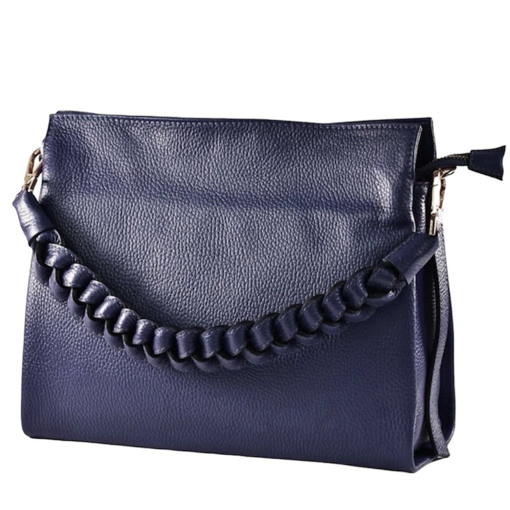 Modarno Borsa donna a tracolla/mano con manico intrecciato 31x13x24 cm