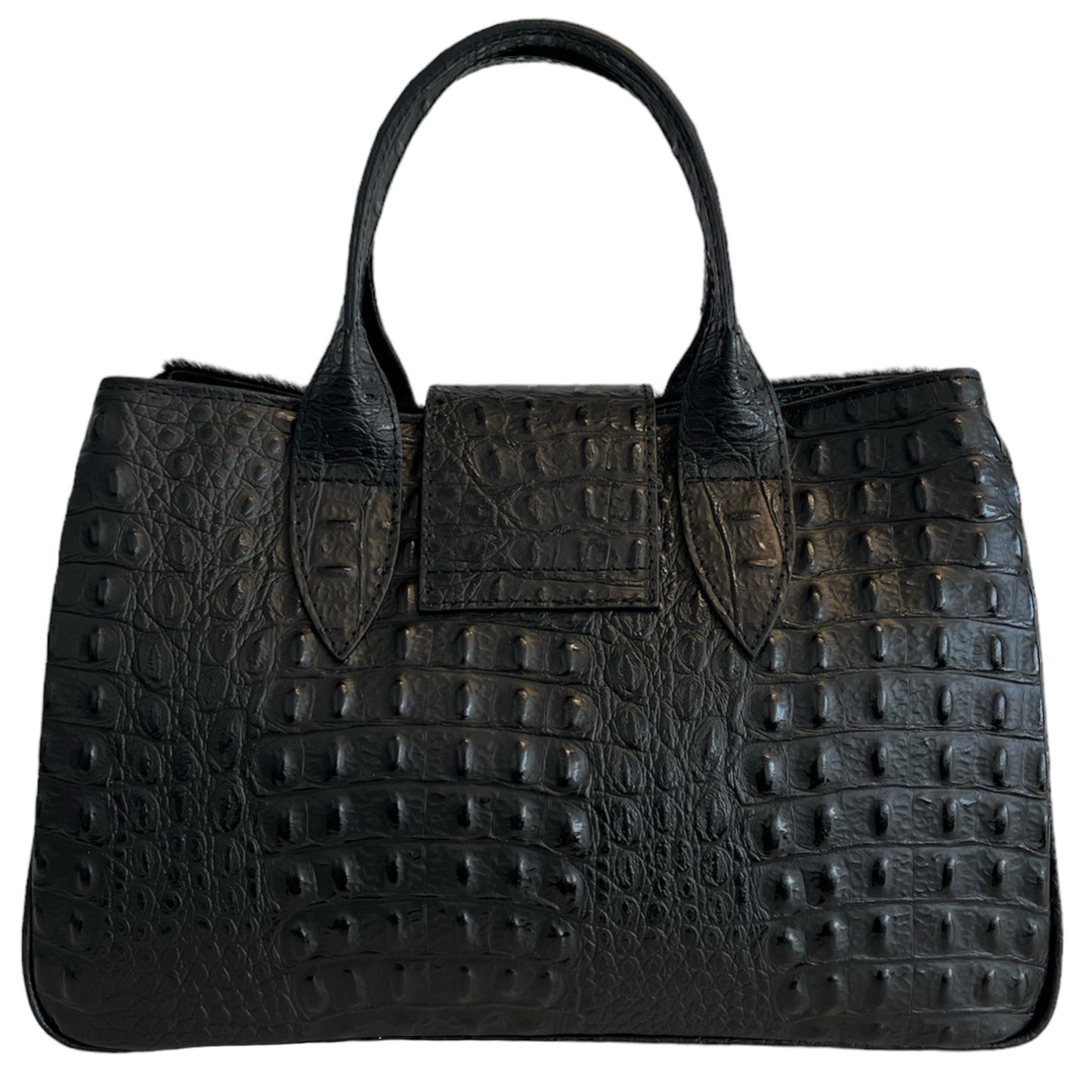 Modarno Borsa a mano in vera pelle con stampa coccodrillo e cavallino 35x18x24 cm