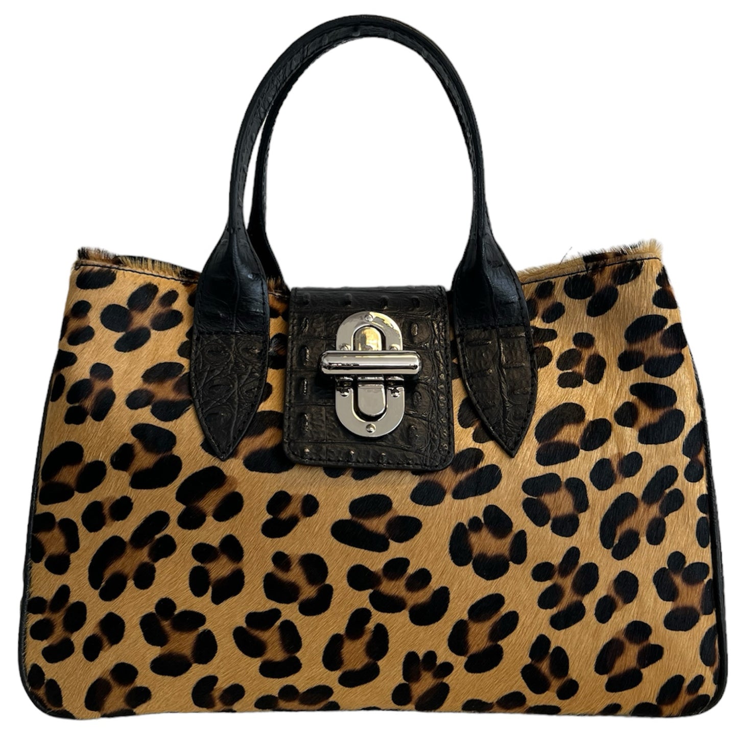 Modarno Borsa a mano in vera pelle con stampa coccodrillo e cavallino 35x18x24 cm