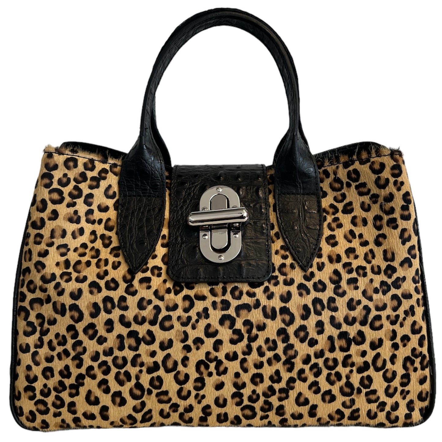 Modarno Borsa a mano in vera pelle con stampa coccodrillo e cavallino 35x18x24 cm