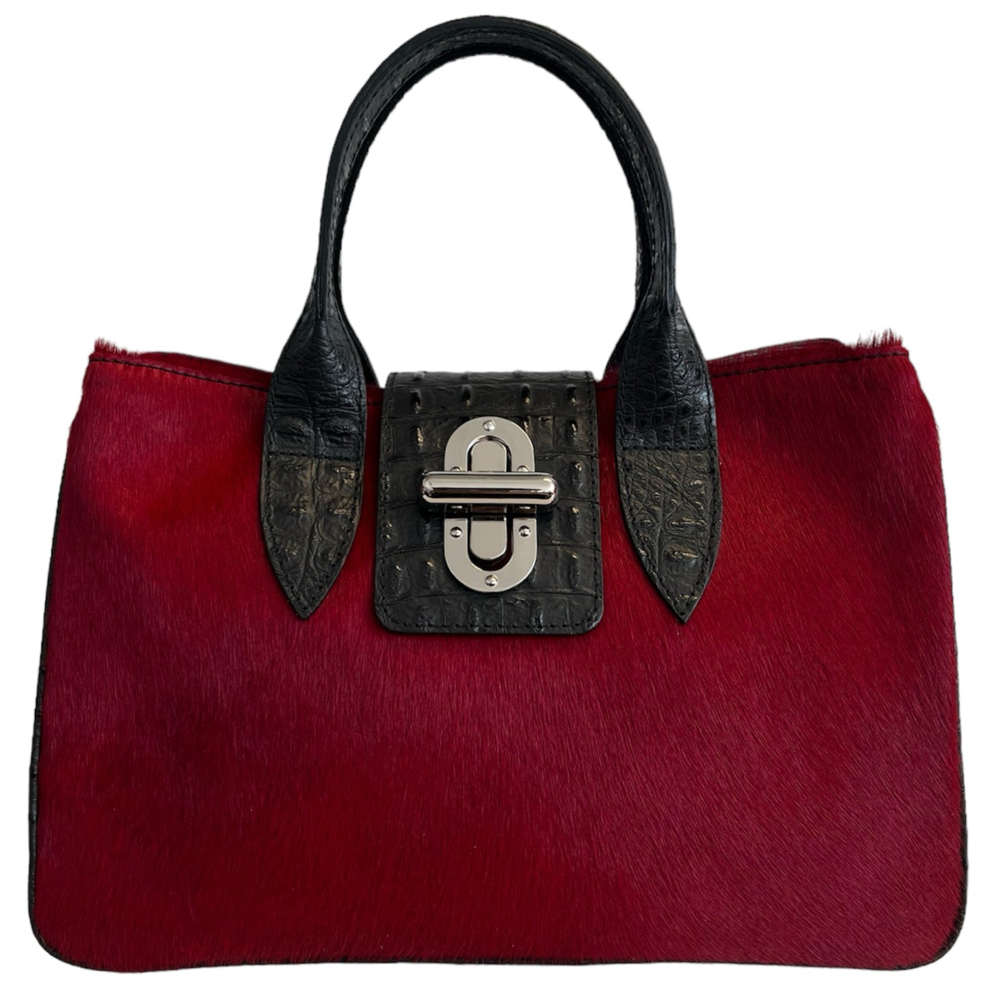Modarno Borsa a mano in vera pelle con stampa coccodrillo e cavallino 35x18x24 cm