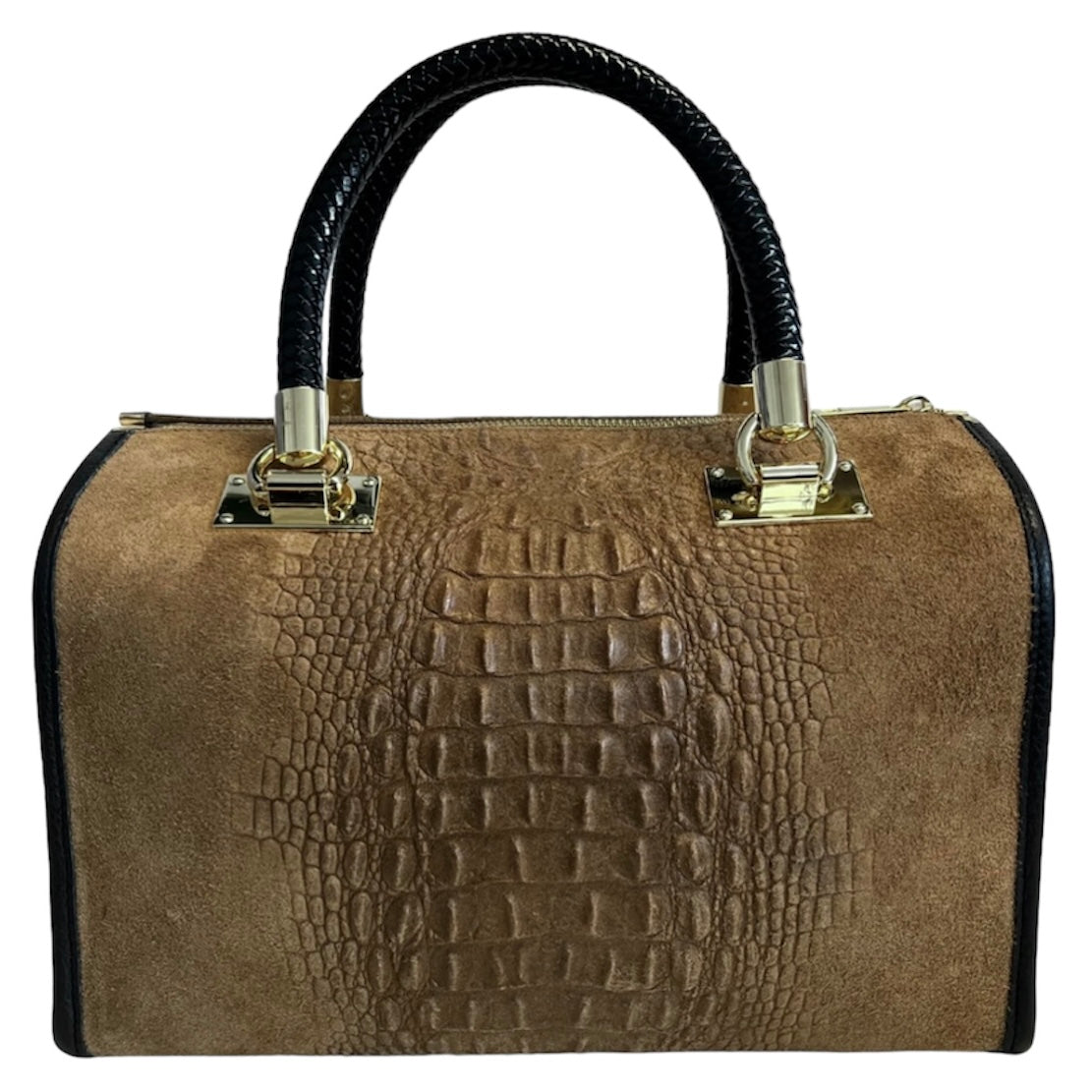 Modarno Borsa donna - borsa a mano in pelle camoscio stampa cocco