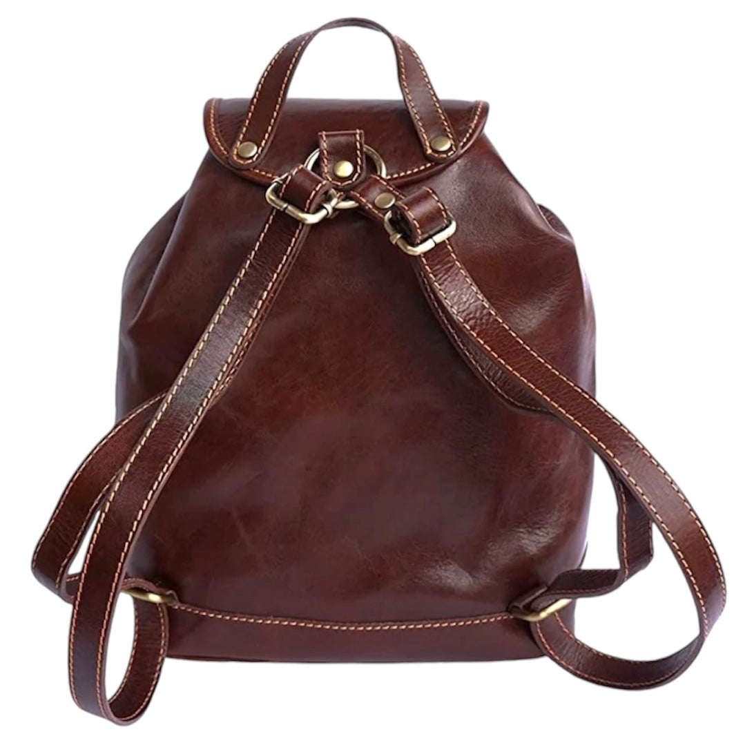 Modarno Zaino in Vera Pelle Made in Italy Vintage Fatto a Mano in Italia da Esperti Artigiani – Zaino Donna in Pelle Vera con Spallacci Regolabili e Tasca per Tablet