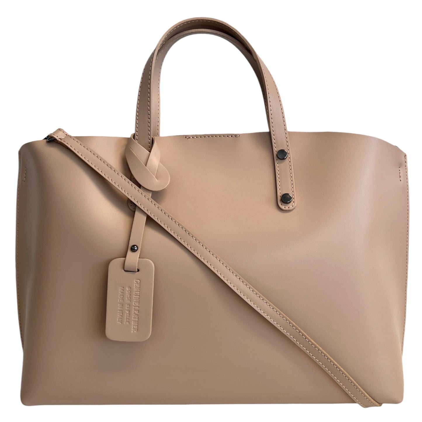 Modarno Large Woman Leather Handbag with Shopper Shoulder Strap