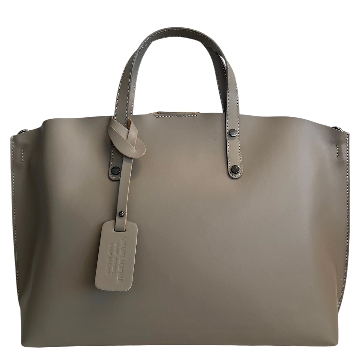 Modarno Large Woman Leather Handbag with Shopper Shoulder Strap