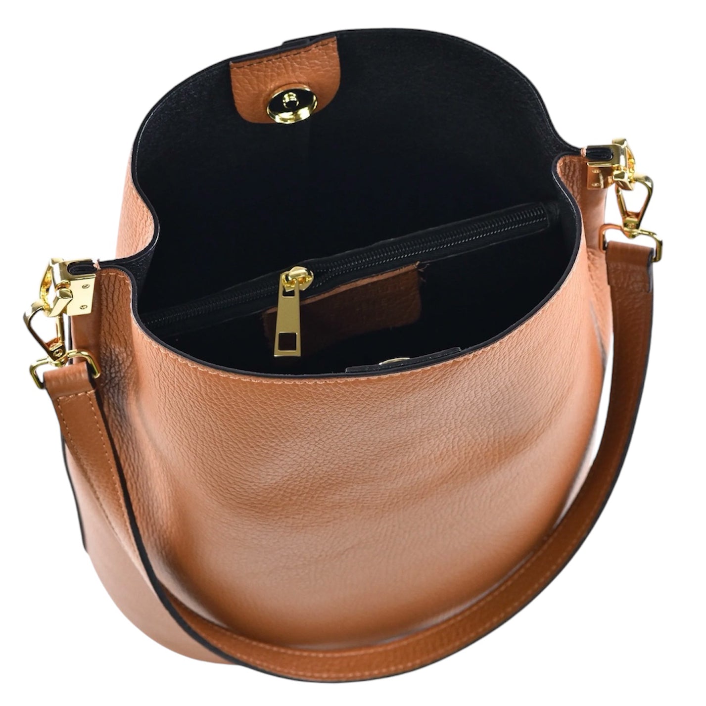 Modarno Borsetta a Secchiello Giulia in Vera Pelle Dollaro 23x16x27 cm
