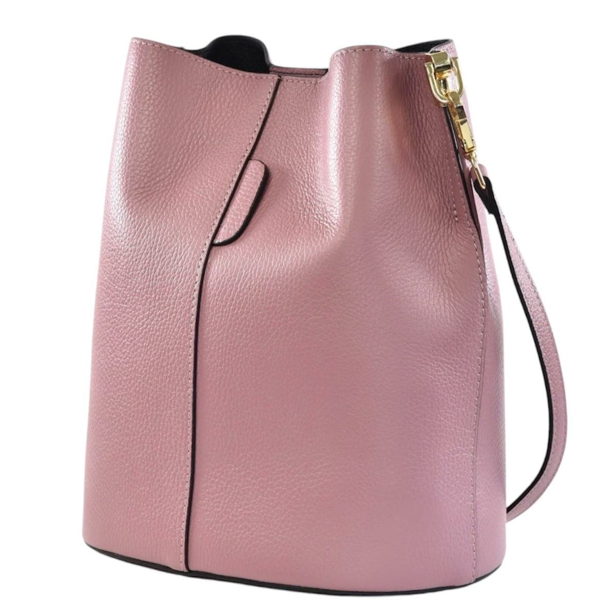 Modarno Borsetta a Secchiello Giulia in Vera Pelle Dollaro 23x16x27 cm