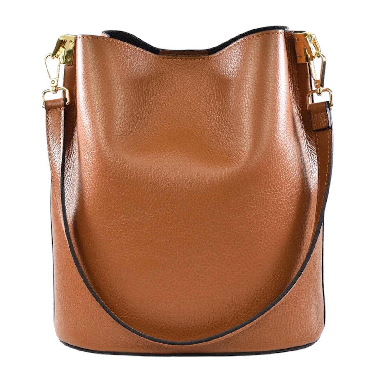 Modarno Borsetta a Secchiello Giulia in Vera Pelle Dollaro 23x16x27 cm