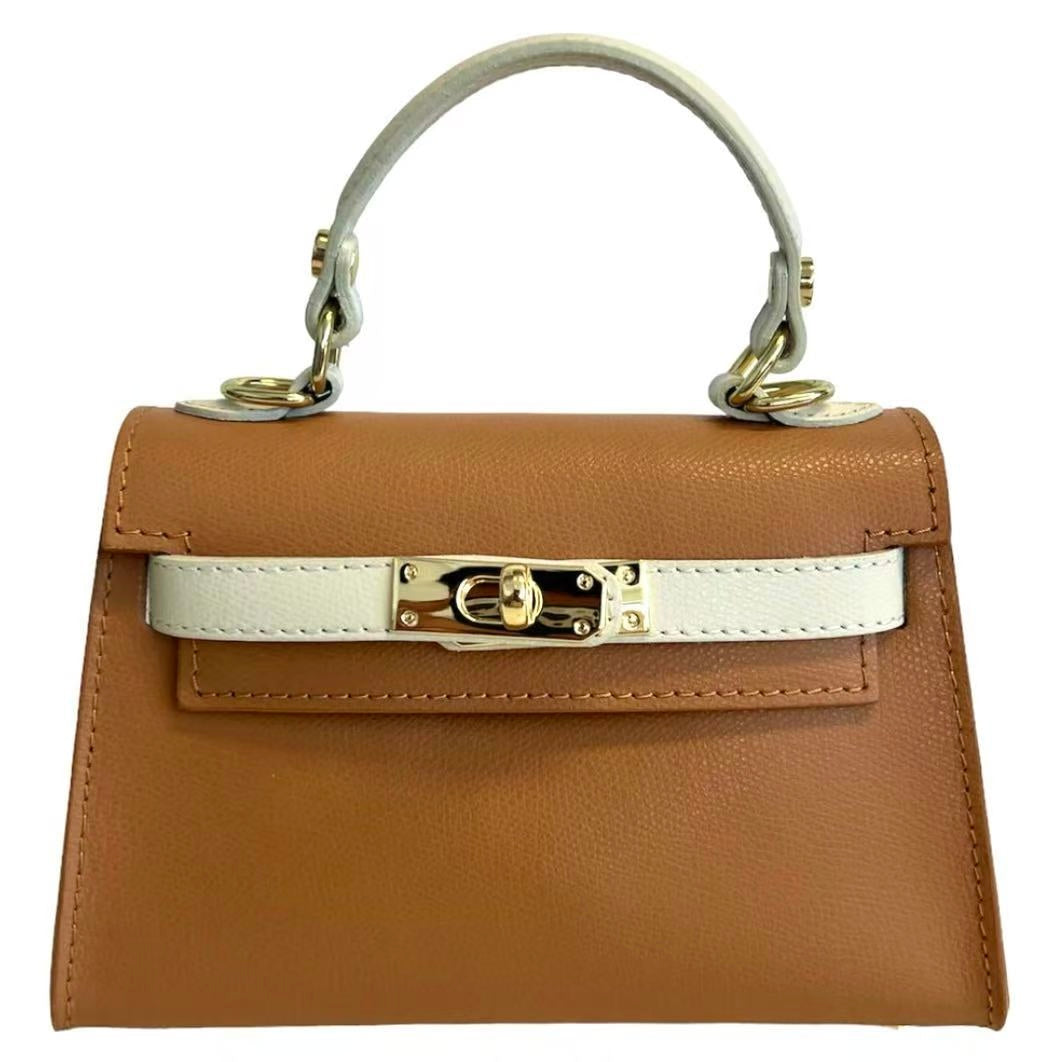 Modarno Borsetta donna "Kelly" in vera pelle Saffiano 21x8x14 cm