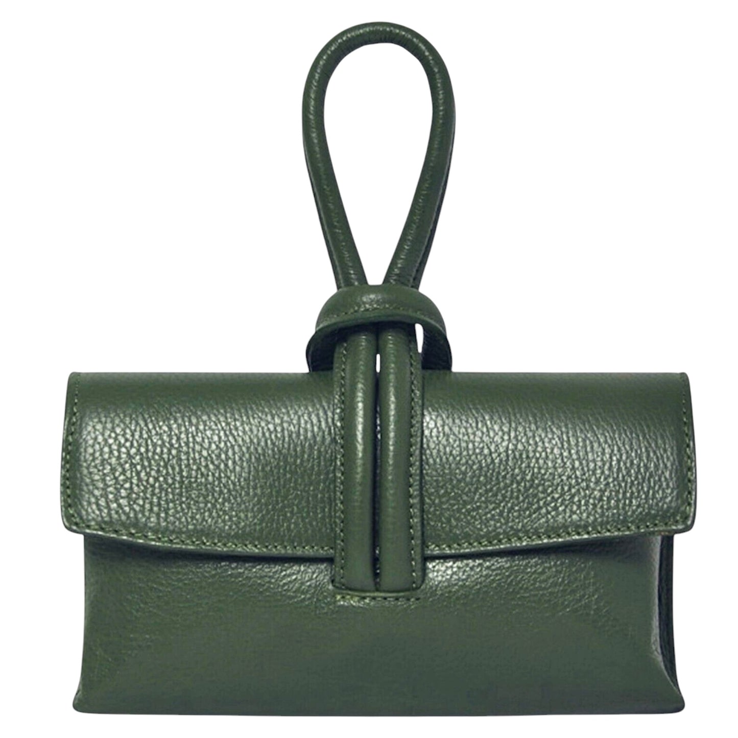 Modarno Borsetta Pochetta Gancio ad Anello in vera pelle 24x7x13 cm