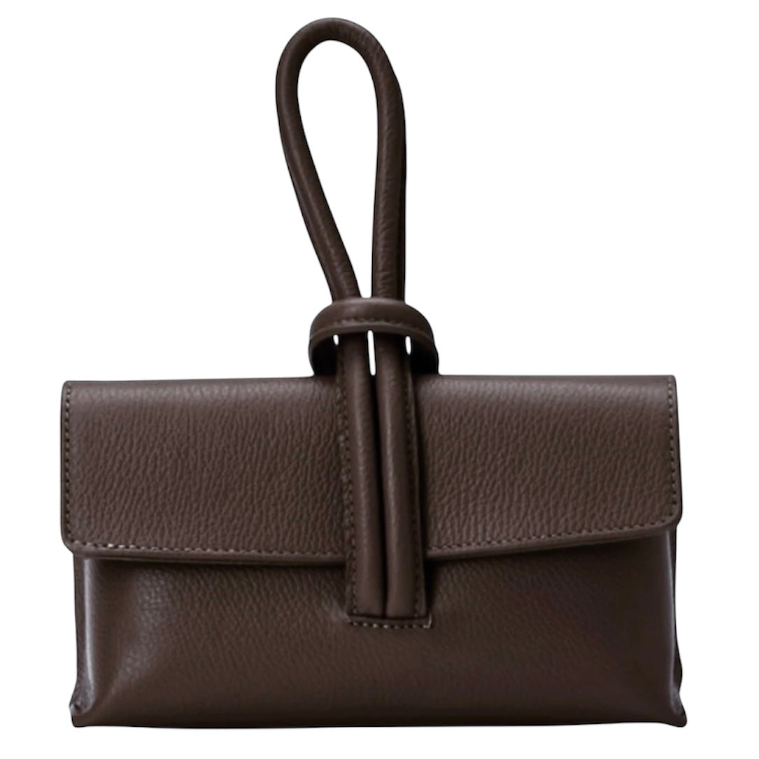 Modarno Borsetta Pochetta Gancio ad Anello in vera pelle 24x7x13 cm