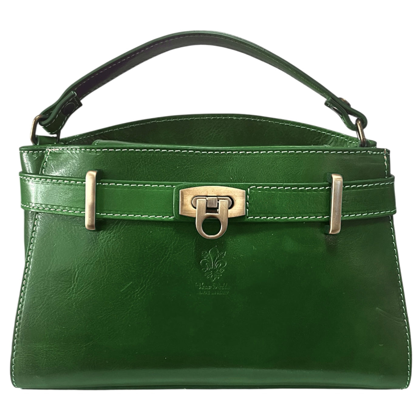 Modarno Borsa a mano e tracolla Vintage in pelle vacchetta 26x12x17 cm