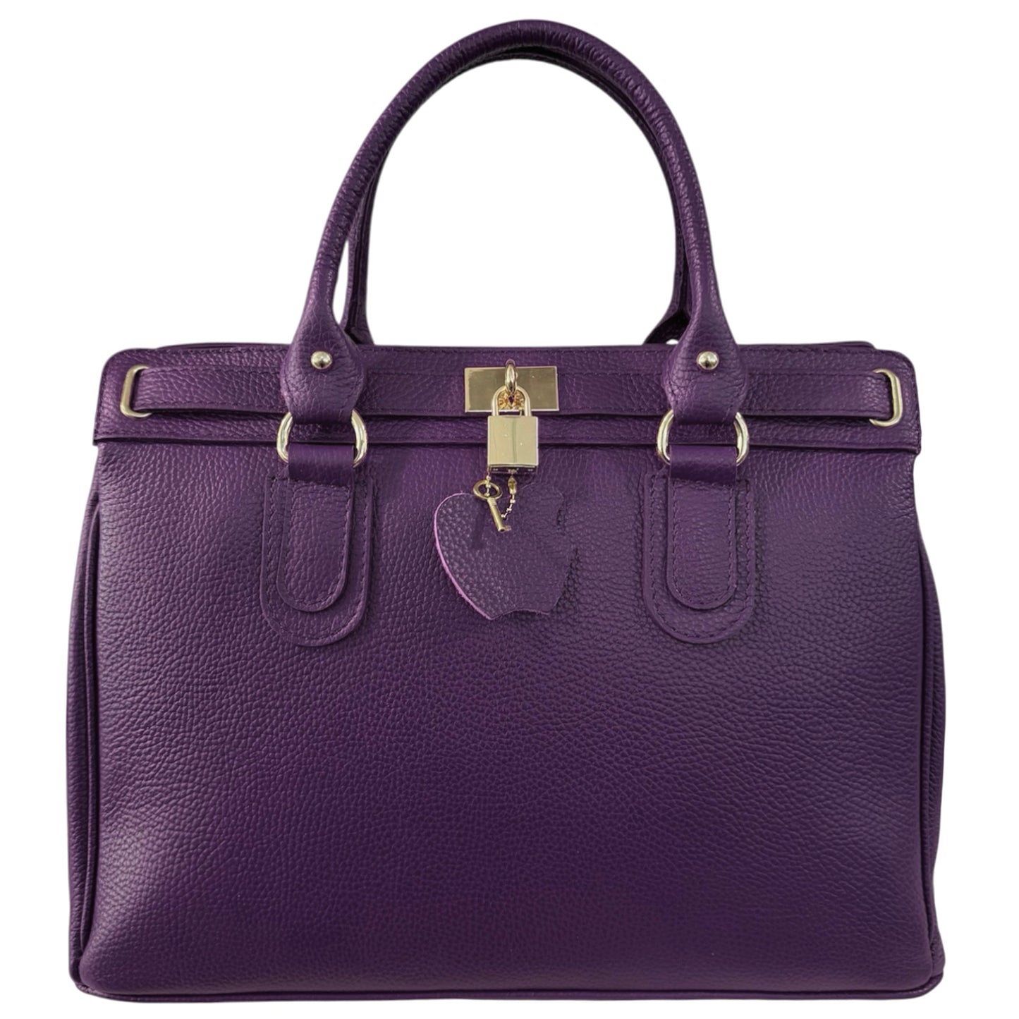 Modarno Borsa Donna Lucchetto a Mano e a tracolla in vera Pelle 37x17x25 cm