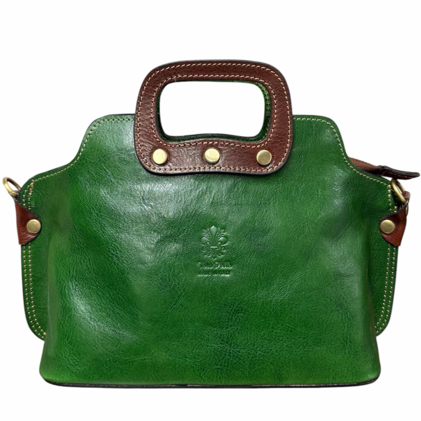 Modarno Borsa donna a mano e a tracolla in vera pelle Pieno Fiore 32x13x20 cm