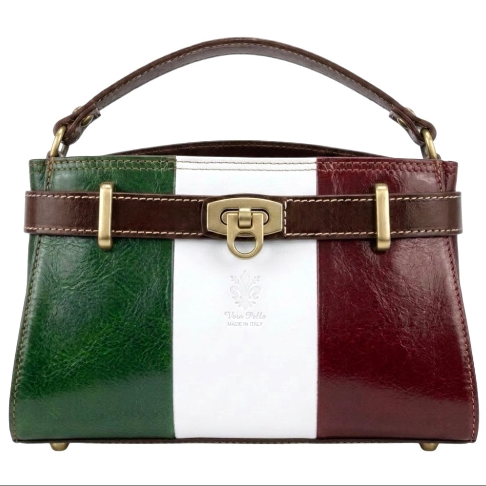 Modarno Borsa a mano e tracolla Vintage in pelle vacchetta 26x12x17 cm
