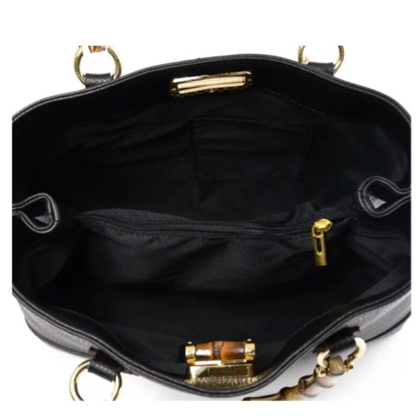 Modarno Borsa Donna in Vera Pelle con manico in vero bambù/Elegante e Minimal/Borsa di lusso Made in Italy