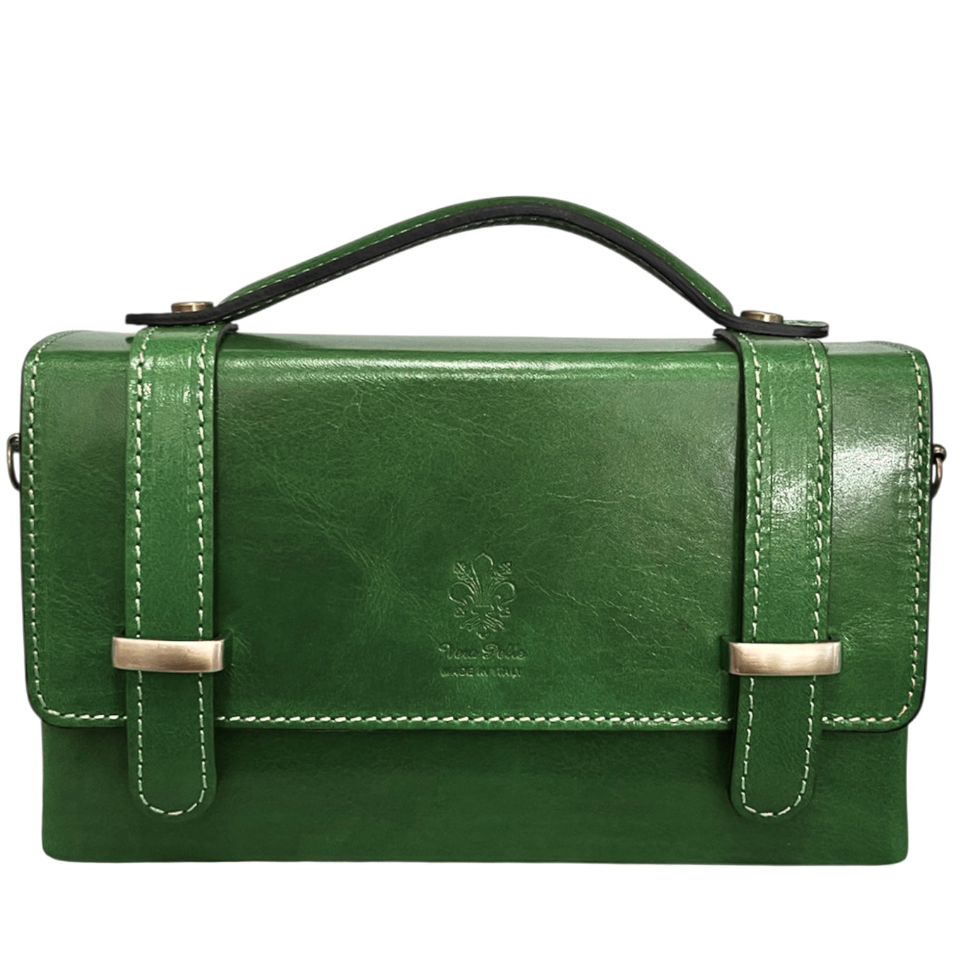 Modarno Borsetta donna a mano e tracolla Rettangolare in vera pelle vacchetta 21x6x13 cm