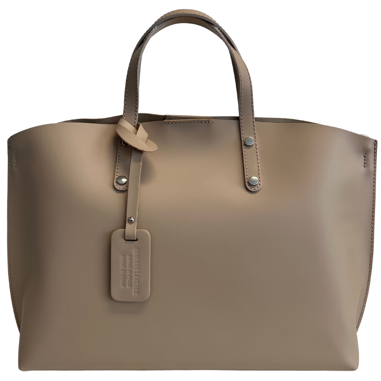 Modarno Large Woman Leather Handbag with Shopper Shoulder Strap