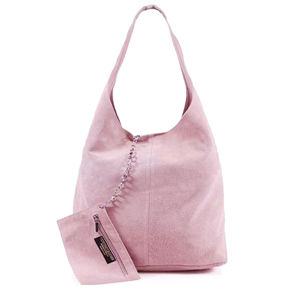 Modarno Borsa a tracolla da donna in pelle scamosciata pochette, borsa a tracolla, shopper, da donna, in vera pelle