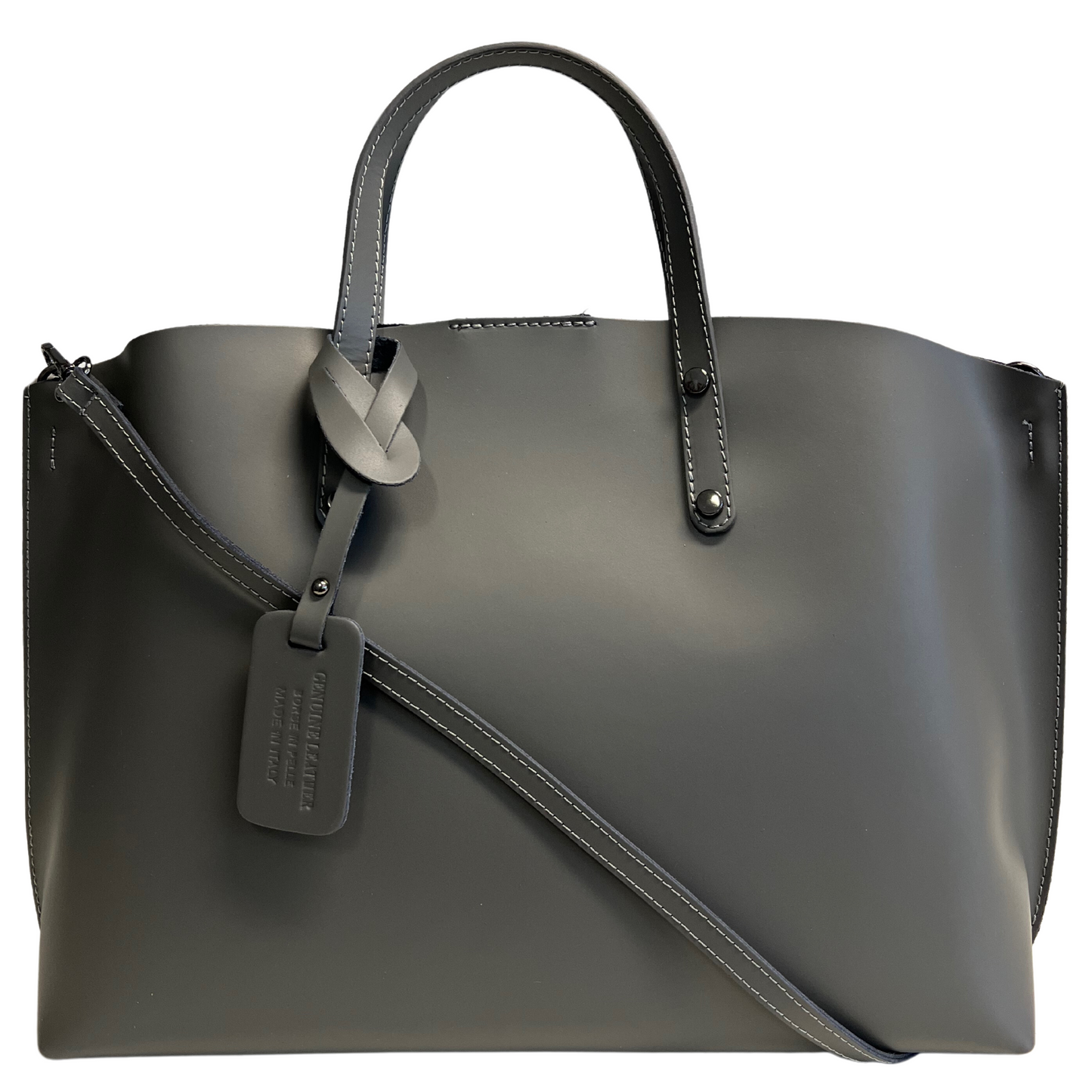 Modarno Large Woman Leather Handbag with Shopper Shoulder Strap