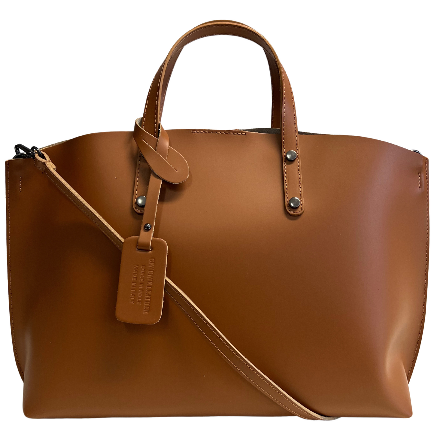 Modarno Large Woman Leather Handbag with Shopper Shoulder Strap