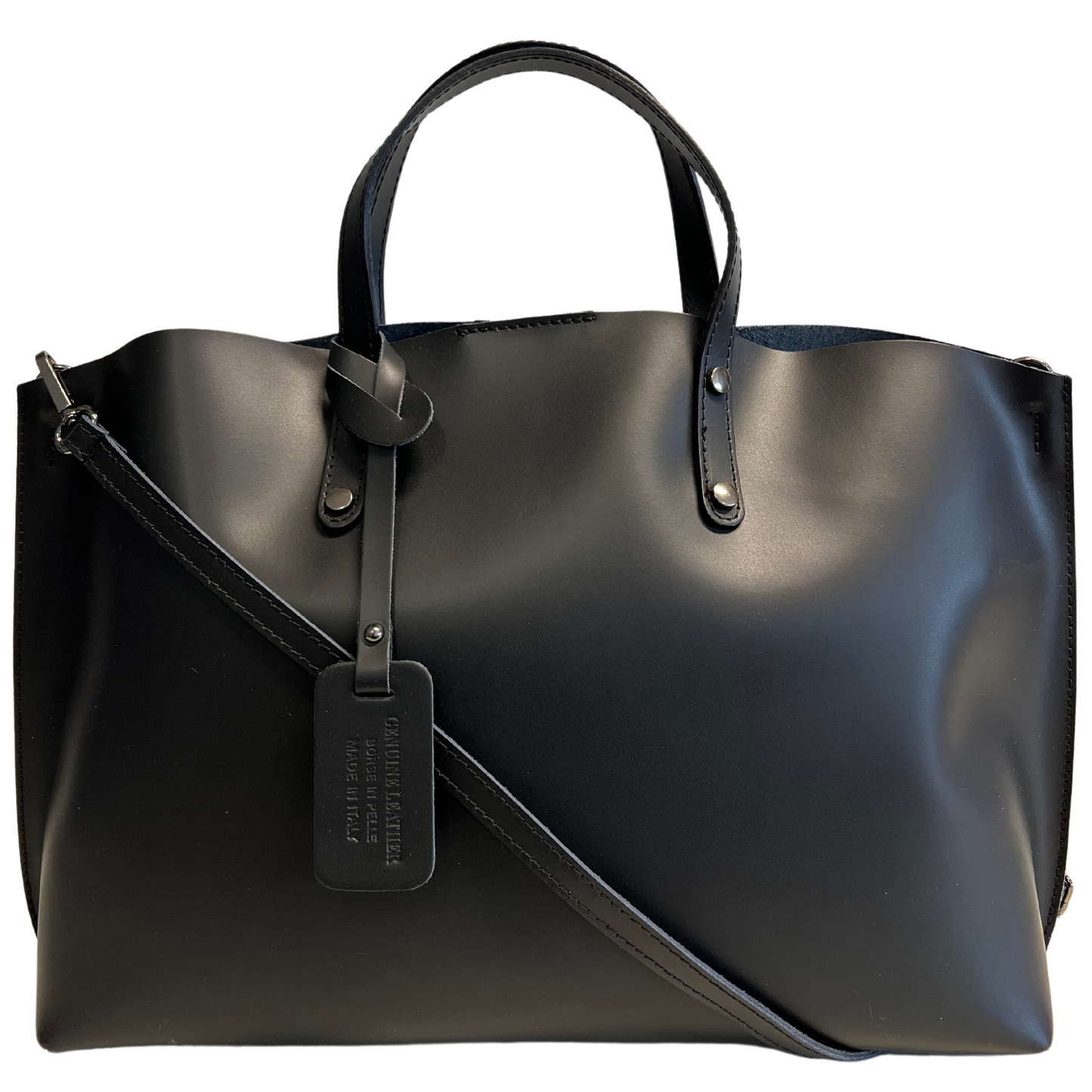 Modarno Large Woman Leather Handbag with Shopper Shoulder Strap