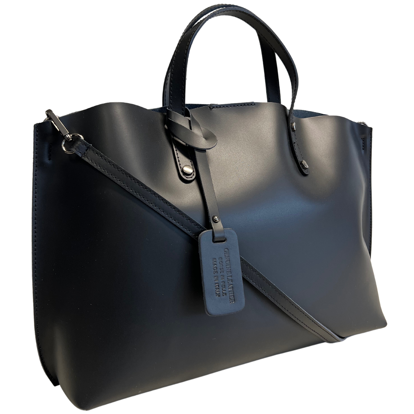 Modarno Large Woman Leather Handbag with Shopper Shoulder Strap