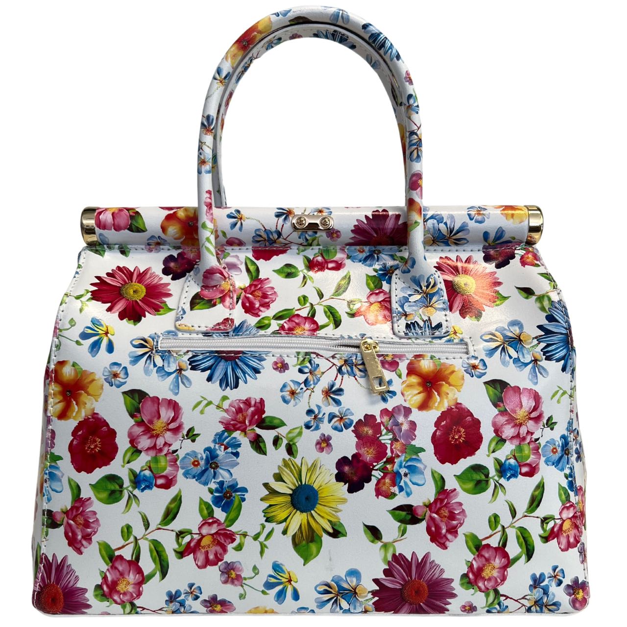 Modarno Handbag Borsa Donna a Mano Pelle con Tracolla Bauletto 35x28x16 cm (Fantasia Fiore)