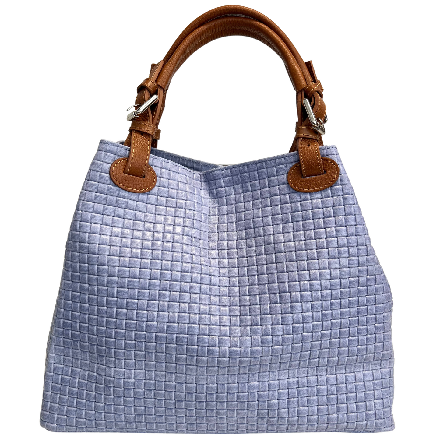 Modarno Borsa a Mano Stampa Intrecciata da Donna con Tracolla in vera pelle made in Italy - 33x17x29 Cm