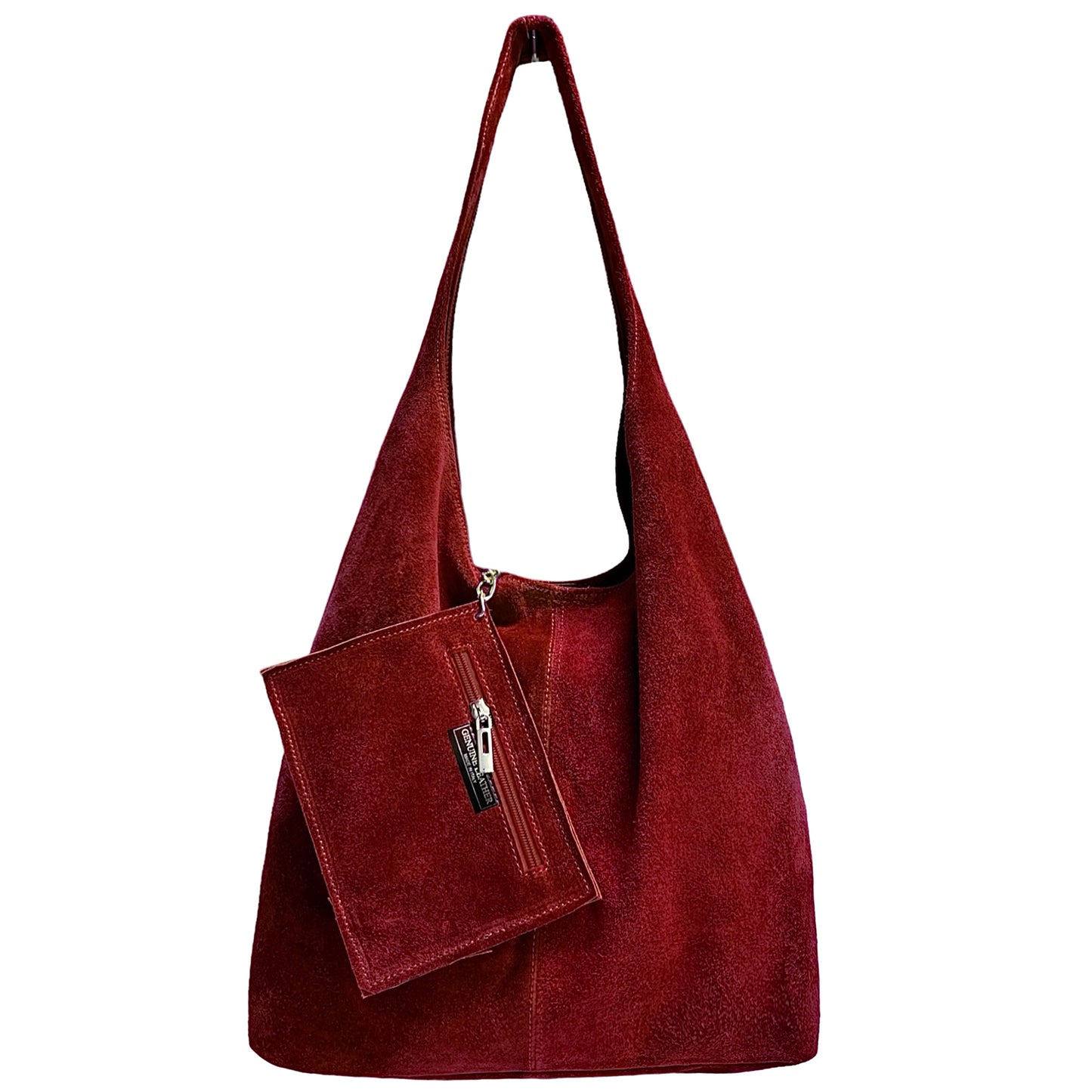 Modarno Borsa a tracolla da donna in pelle scamosciata pochette, borsa a tracolla, shopper, da donna, in vera pelle