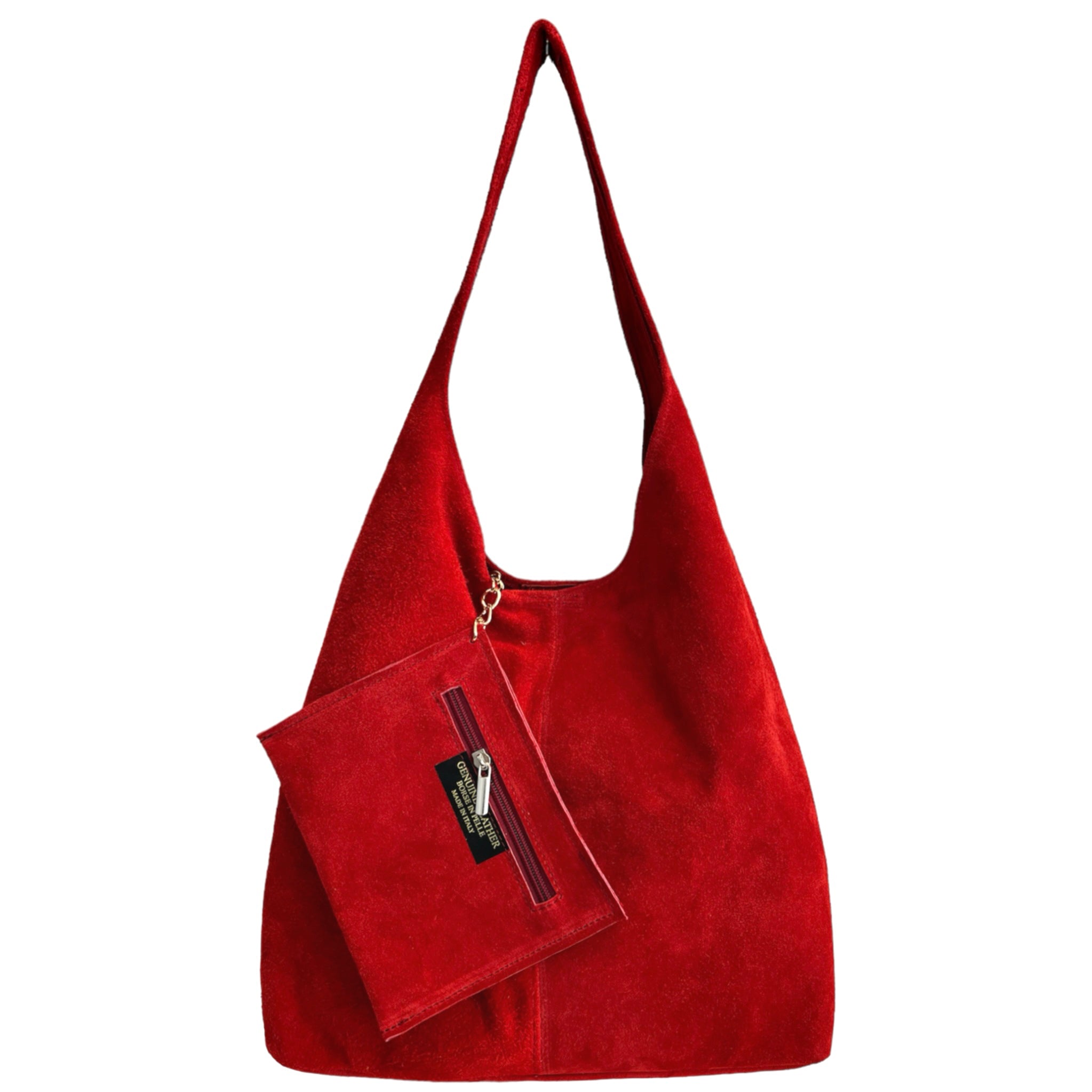 Modarno Borsa a tracolla da donna in pelle scamosciata pochette, borsa a tracolla, shopper, da donna, in vera pelle