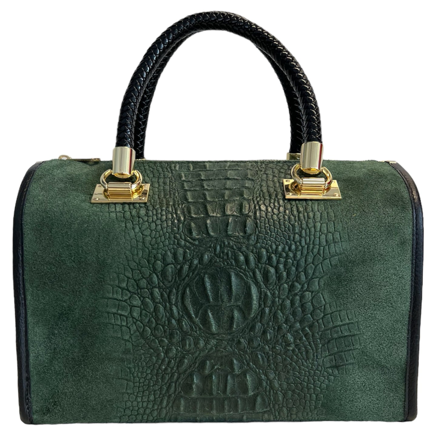 Modarno Borsa donna - borsa a mano in pelle camoscio stampa cocco