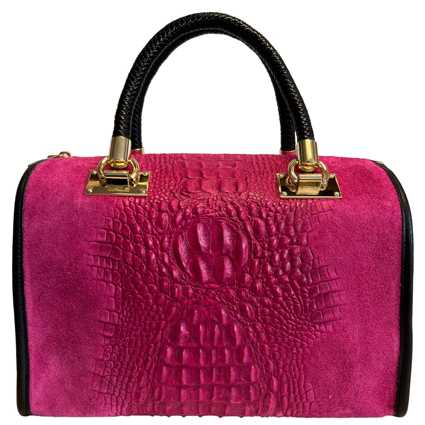 Modarno Borsa donna - borsa a mano in pelle camoscio stampa cocco
