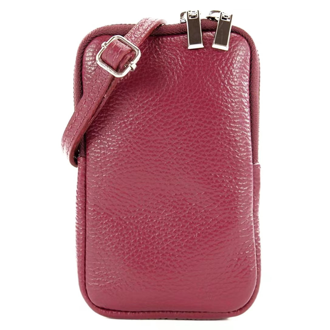 Modarno Piccola Borsa a Tracolla per Cellulare uomo e donna in Vera Pelle 11cm x 2cm x 18cm