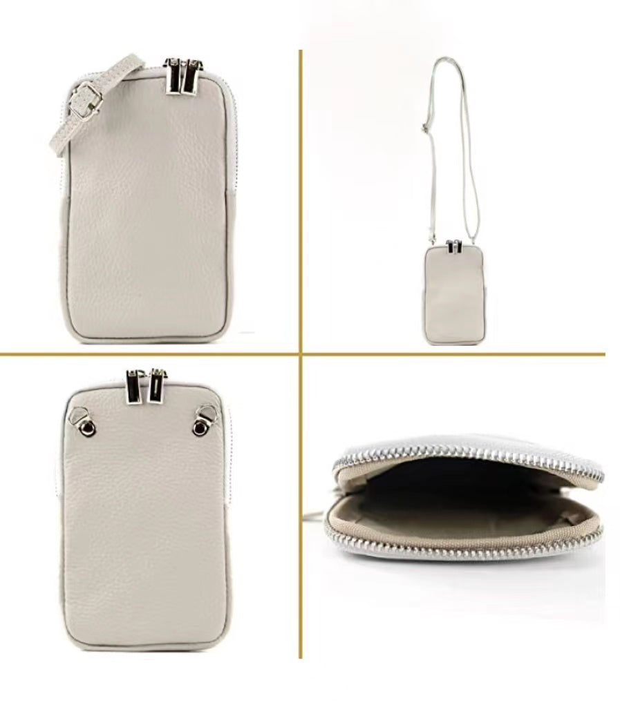 Modarno Piccola Borsa a Tracolla per Cellulare uomo e donna in Vera Pelle 11cm x 2cm x 18cm