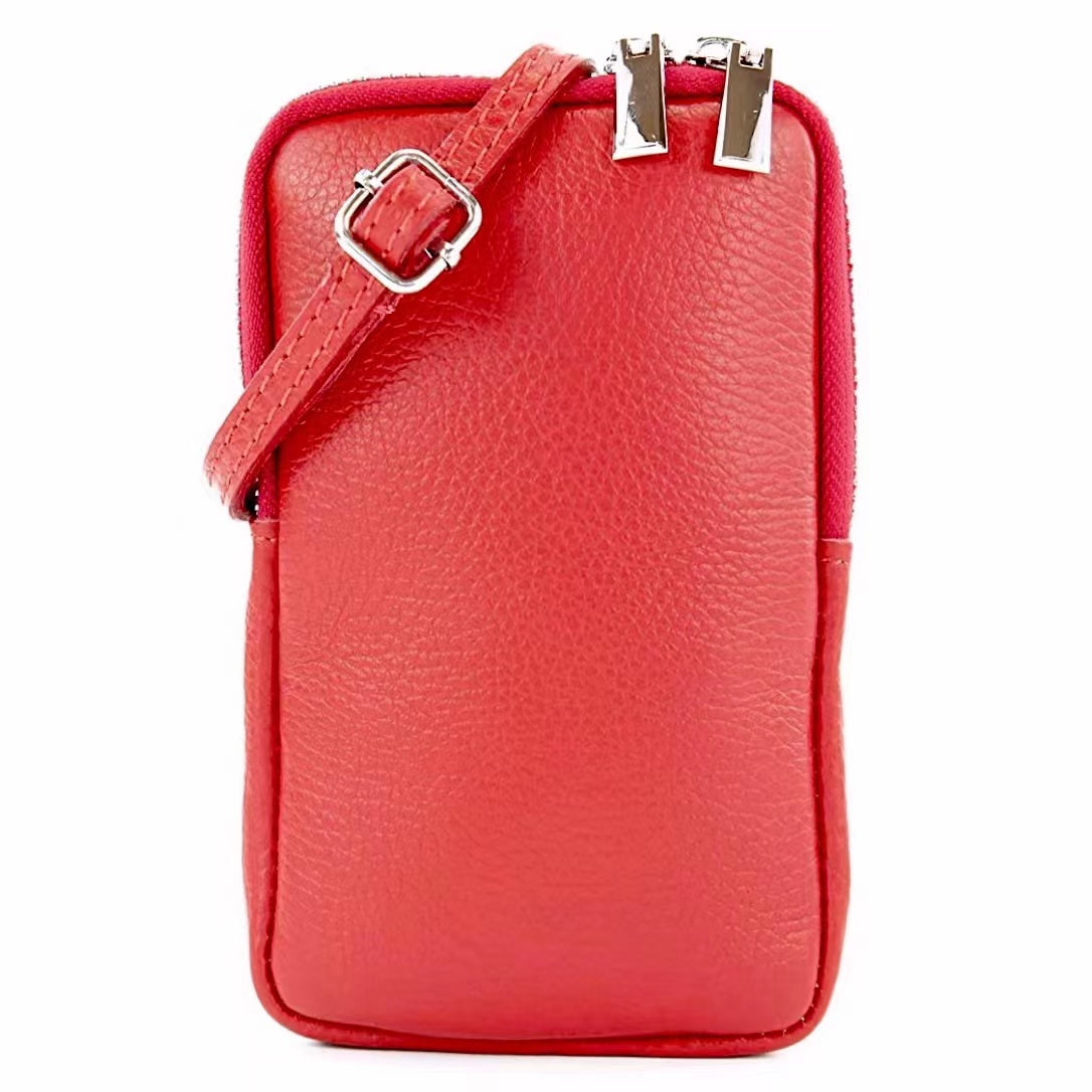 Modarno Piccola Borsa a Tracolla per Cellulare uomo e donna in Vera Pelle 11cm x 2cm x 18cm