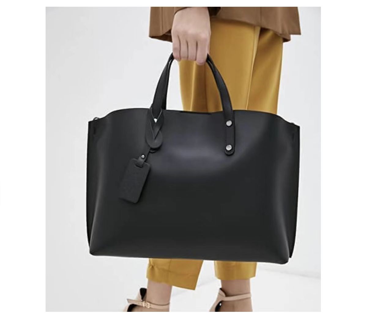 Modarno Large Woman Leather Handbag with Shopper Shoulder Strap