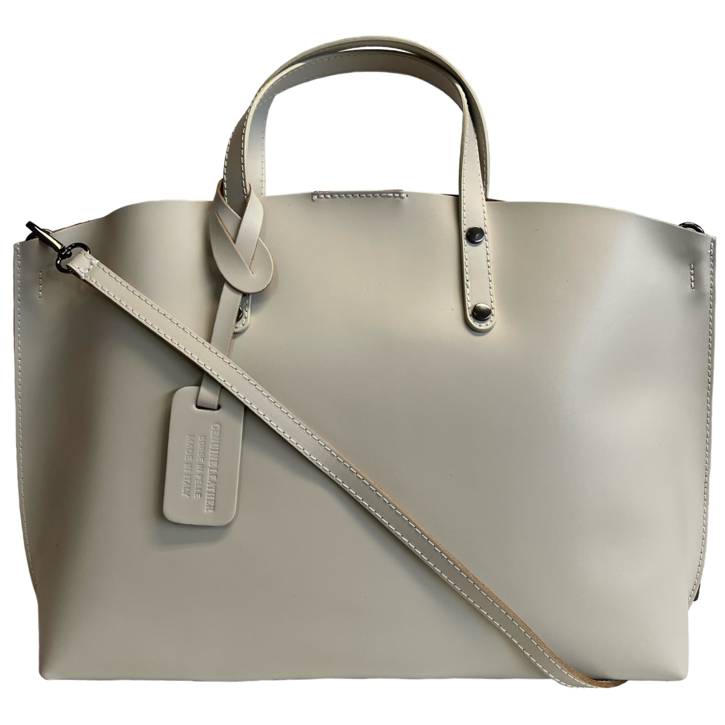 Modarno Large Woman Leather Handbag with Shopper Shoulder Strap