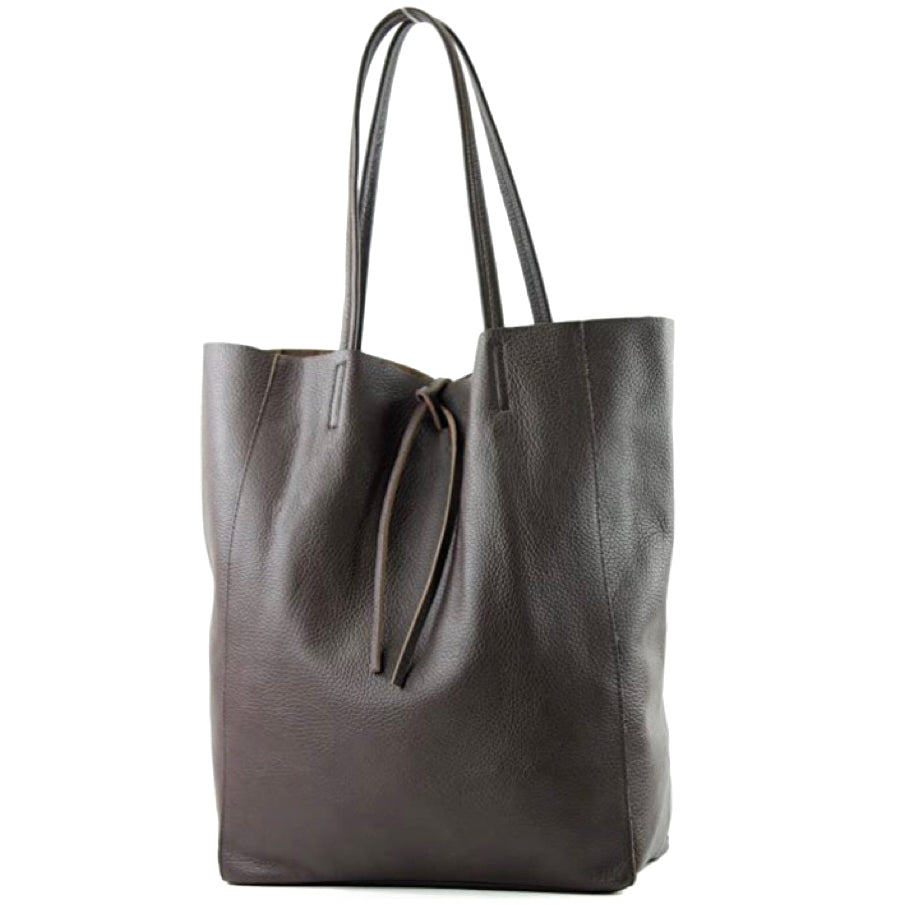 Modarno Shopper Bag a spalla in pelle con doppio manico, Shopper Large con tasca interna in pelle