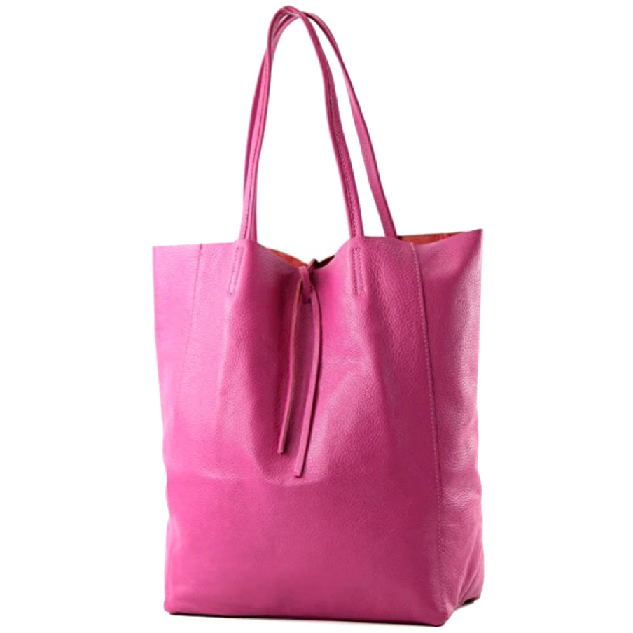 Modarno Shopper Bag a spalla in pelle con doppio manico, Shopper Large con tasca interna in pelle