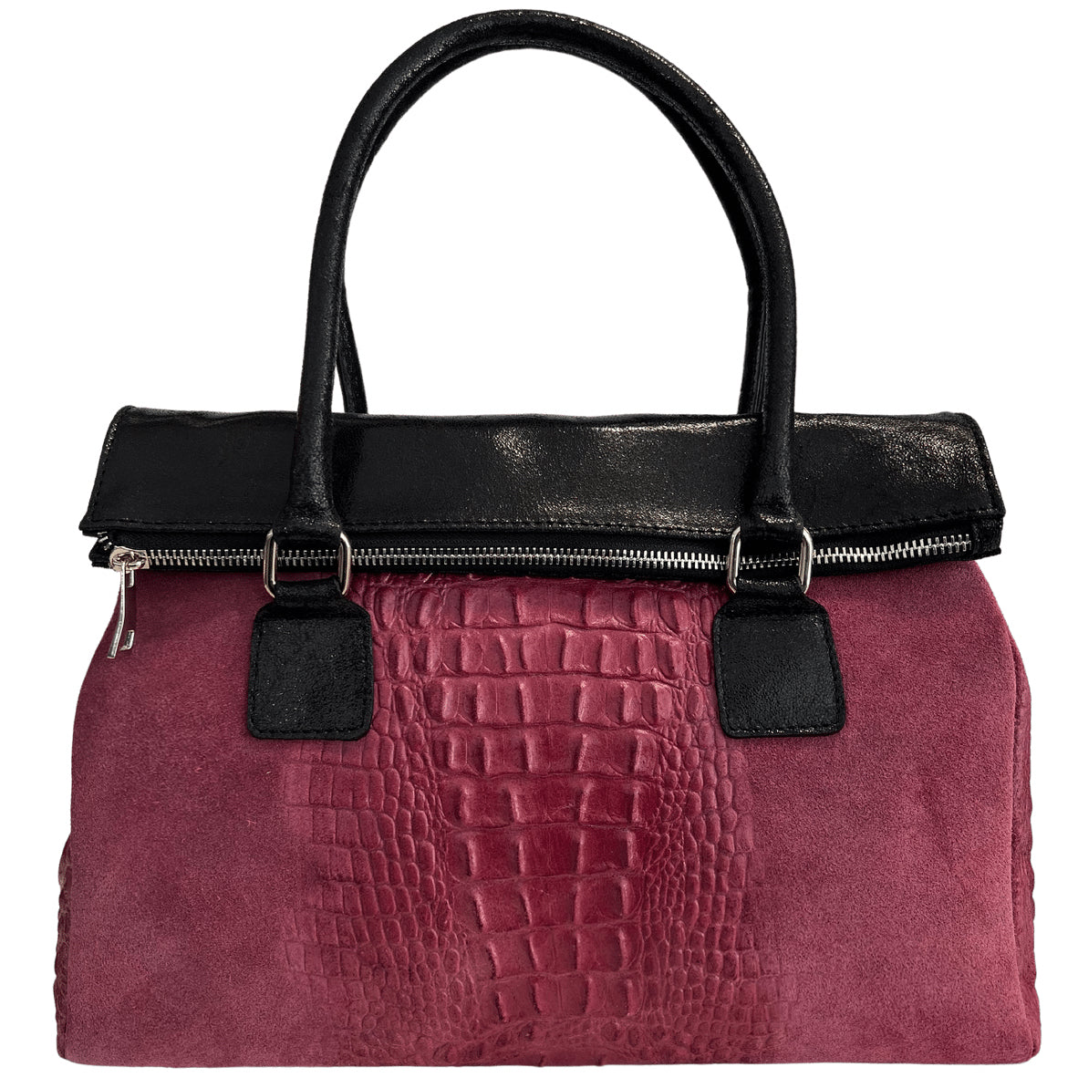 Modarno Damentasche aus echtem Wildleder mit Tragegriff und abnehmbarem Schulterriemen 38x14x25 cm