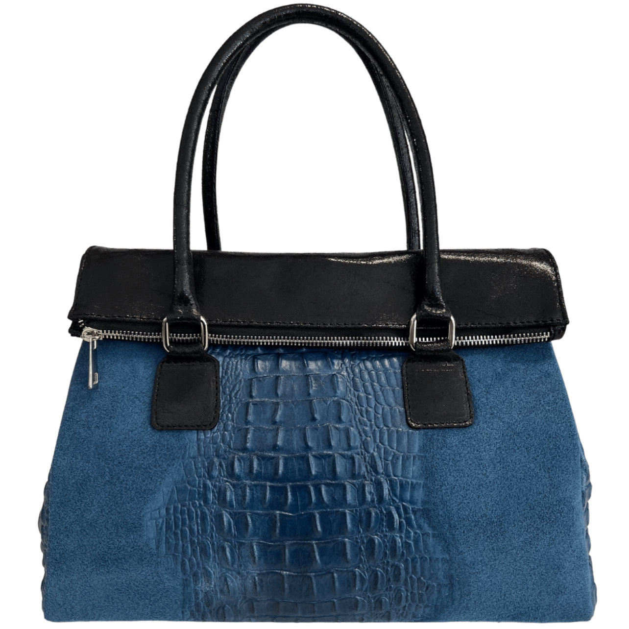 Modarno Damentasche aus echtem Wildleder mit Tragegriff und abnehmbarem Schulterriemen 38x14x25 cm