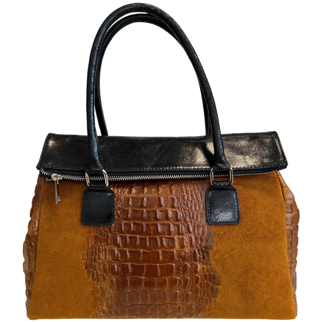 Modarno Damentasche aus echtem Wildleder mit Tragegriff und abnehmbarem Schulterriemen 38x14x25 cm